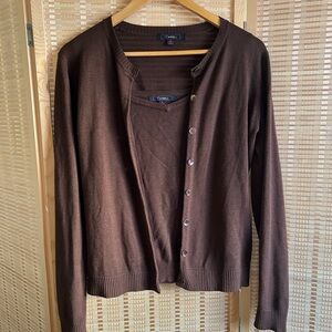 Vintage Brown Cardigan and Tank Set